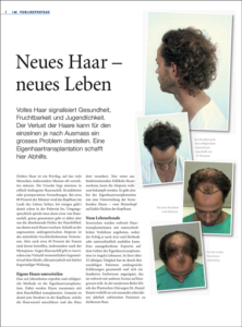 Article spécial New Hair - New Life, par Angela Lehmann, publié dans le magazine wellness life!